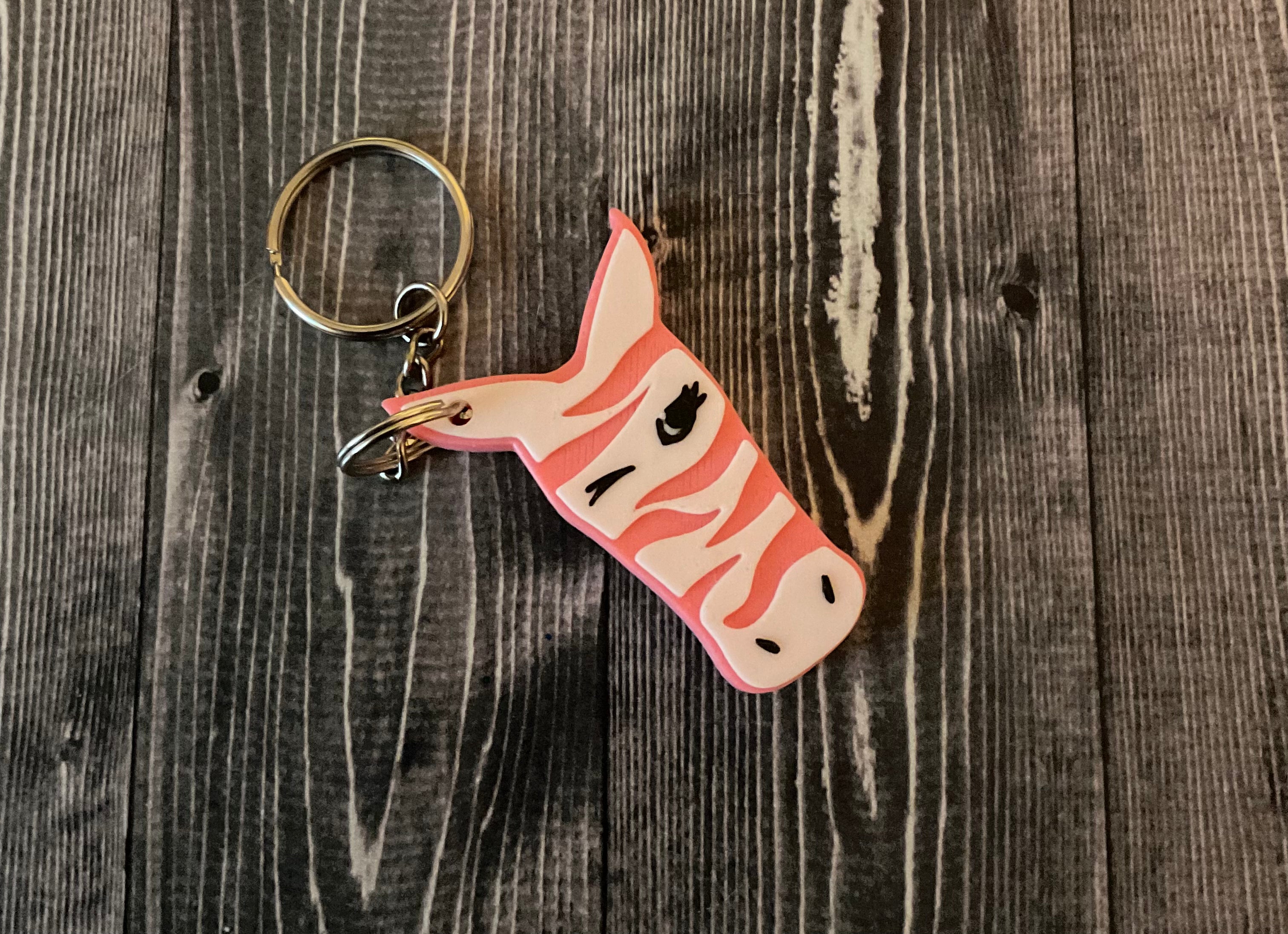 Pink Zebra Keychain